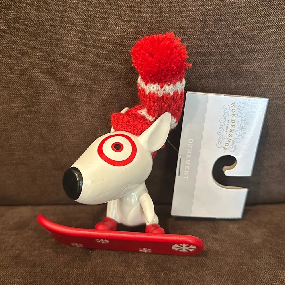 NWT Target bullseye dog Christmas tree ornament 2023 snowboard